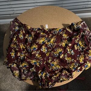 Xhilaration Burgundy Floral High Waist Shorts